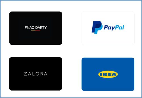 Group of worldwide gift card options