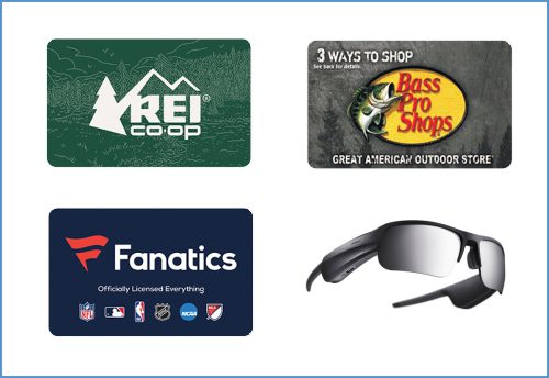 Sports and Fitness gift card selection
