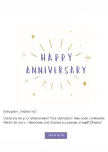 Happy Anniversary Incentive delivery design for employees